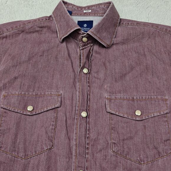 Luchiano Visconti Shirt Men's S Red Snap Buttons 100% Cotton - Picture 2 of 7